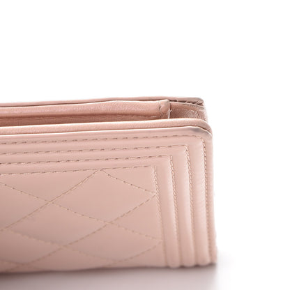 Chanel Iridescent Calfskin Quilted Boy Yen Wallet Light Pink 10 of 11