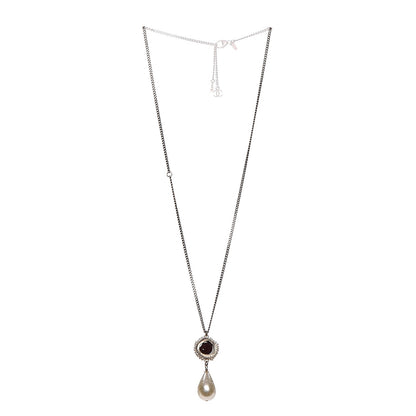 Chanel Pearl Resin CC Necklace Burgundy Gold 3 of 6