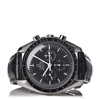 Omega Stainless Steel Alligator 42mm Speedmaster Moonwatch Professional Chronograph Manual Winding Watch Black 311.33.42.30.01.001 3 of 17