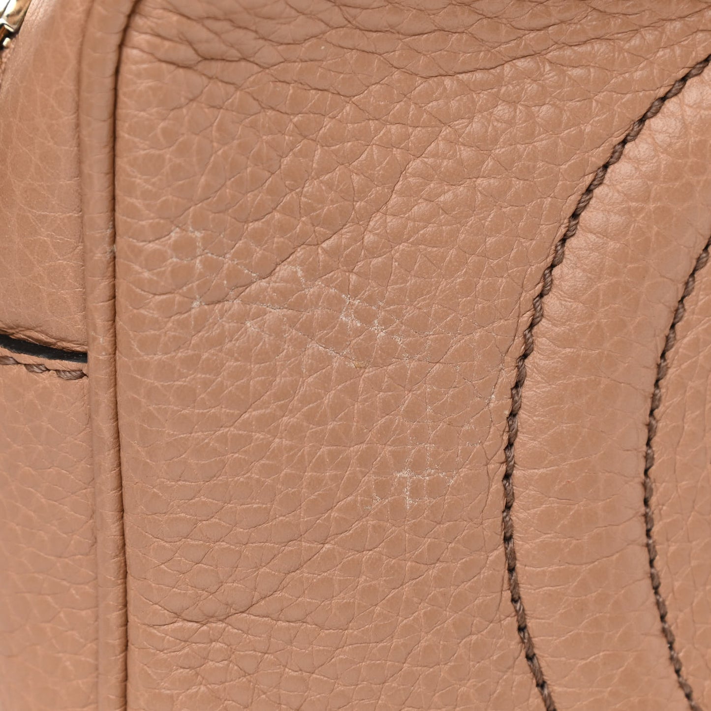 Pebbled Calfskin Small Soho Disco Bag Camelia