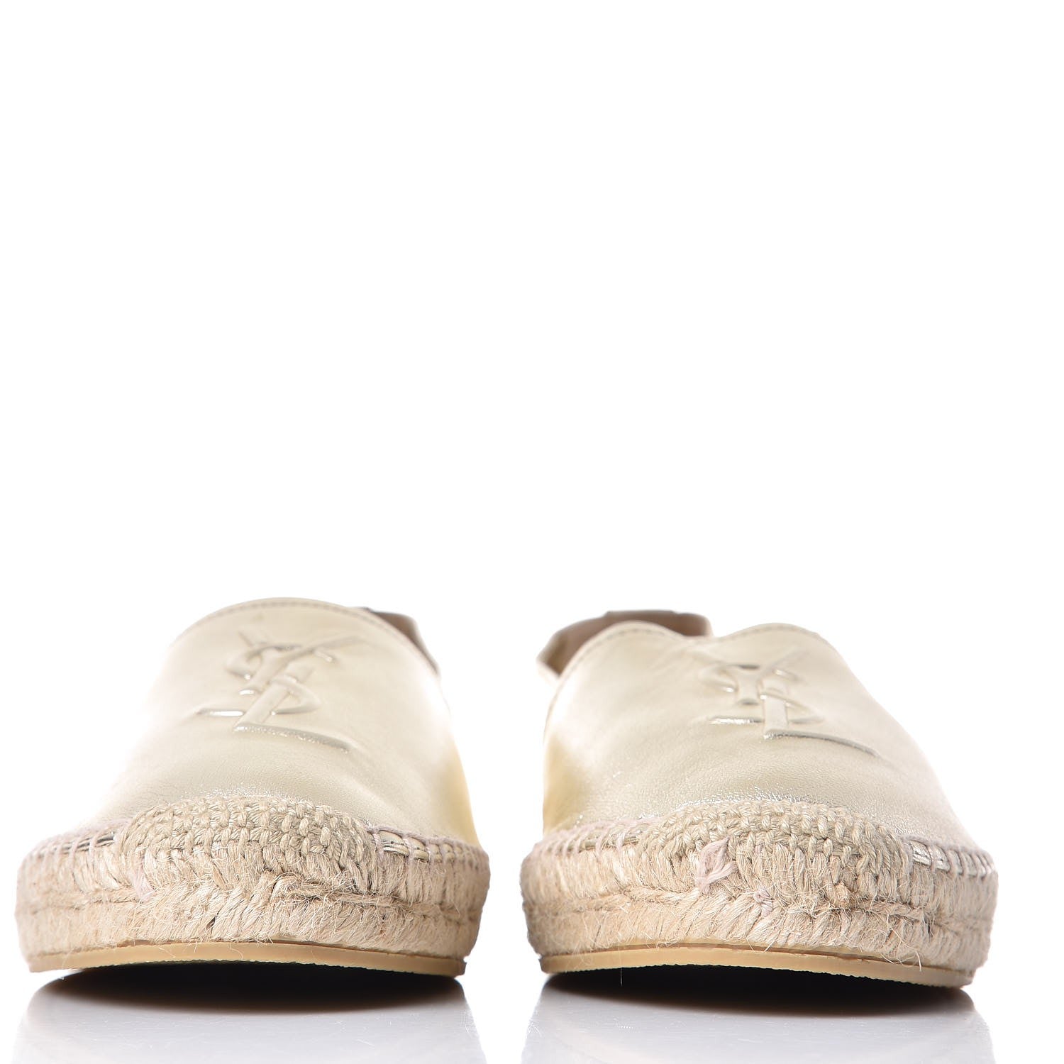 Saint Laurent Metallic Lambskin Monogram Espadrilles 40 Platino 3 of 11