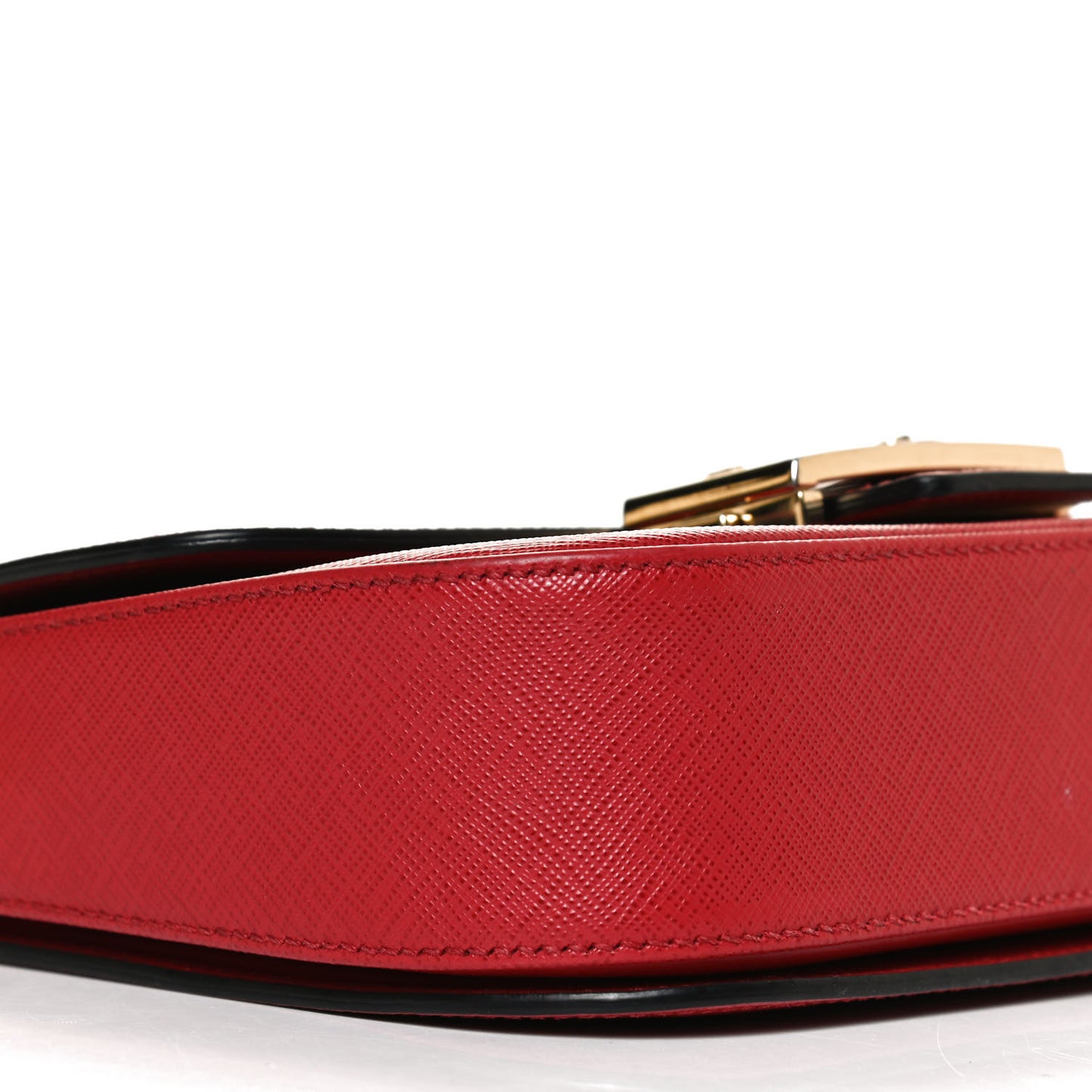 Saffiano Lux Embleme Flap Shoulder Bag Fuoco