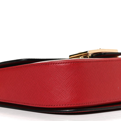 Prada Saffiano Lux Embleme Flap Shoulder Bag Fuoco 9 of 12