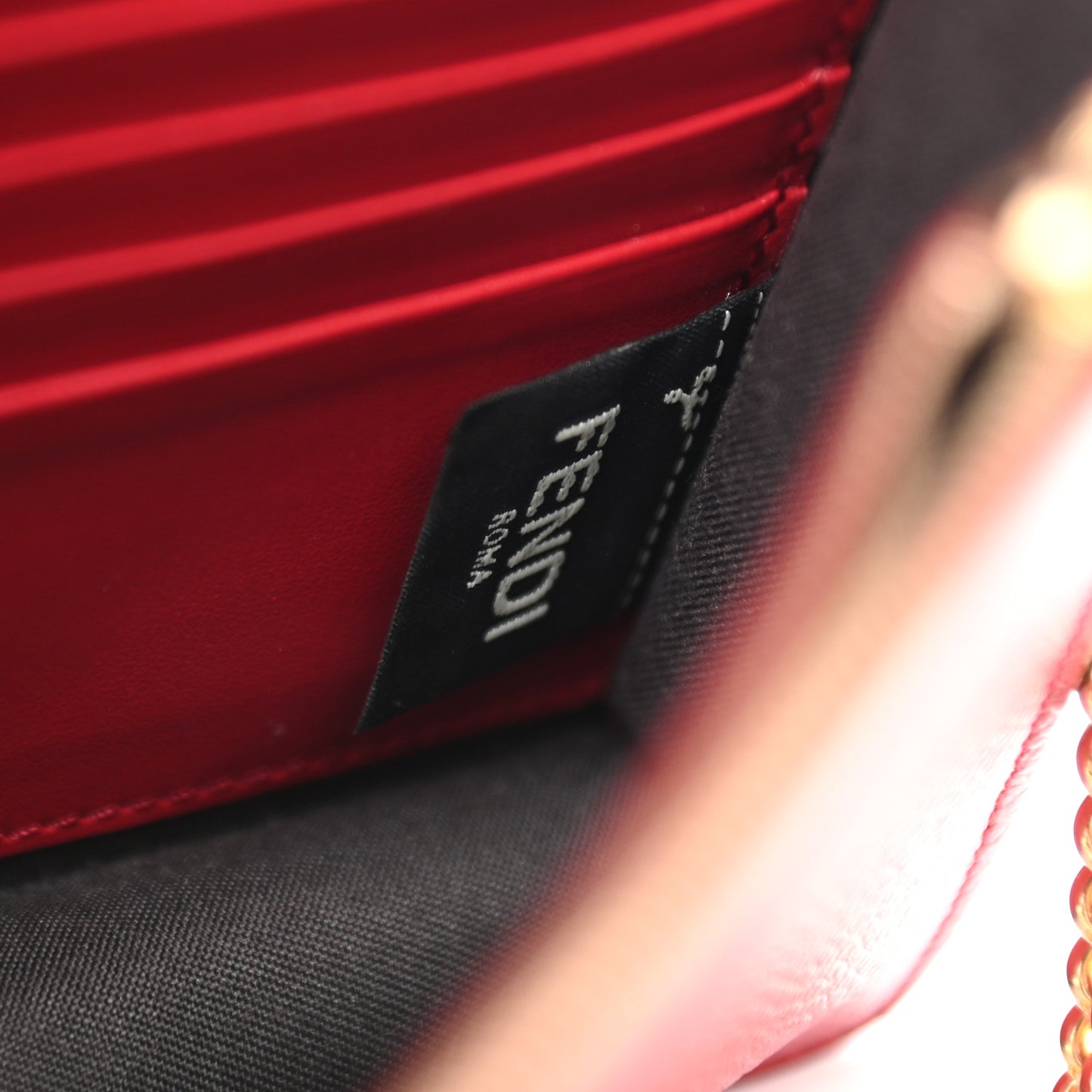 Vitello Cruise F is Fendi FF 1974 Embossed Medium Envelope Wallet On Chain Fragola Maya Black