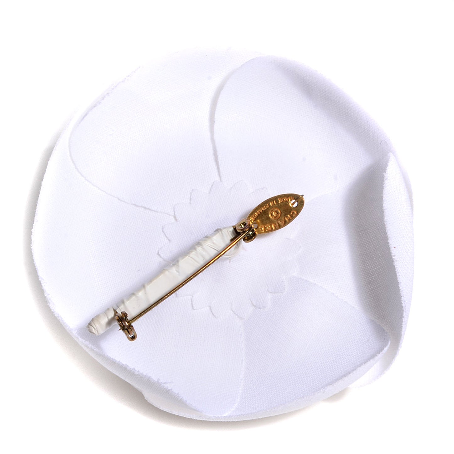 Crepe Satin Large Camellia Pin Brooch White