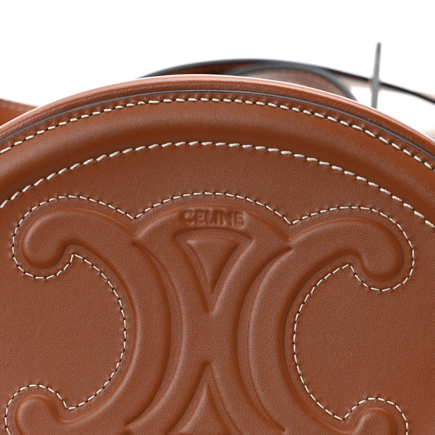 Smooth Calfskin Cuir Small Triomphe Oval Crossbody Purse Tan