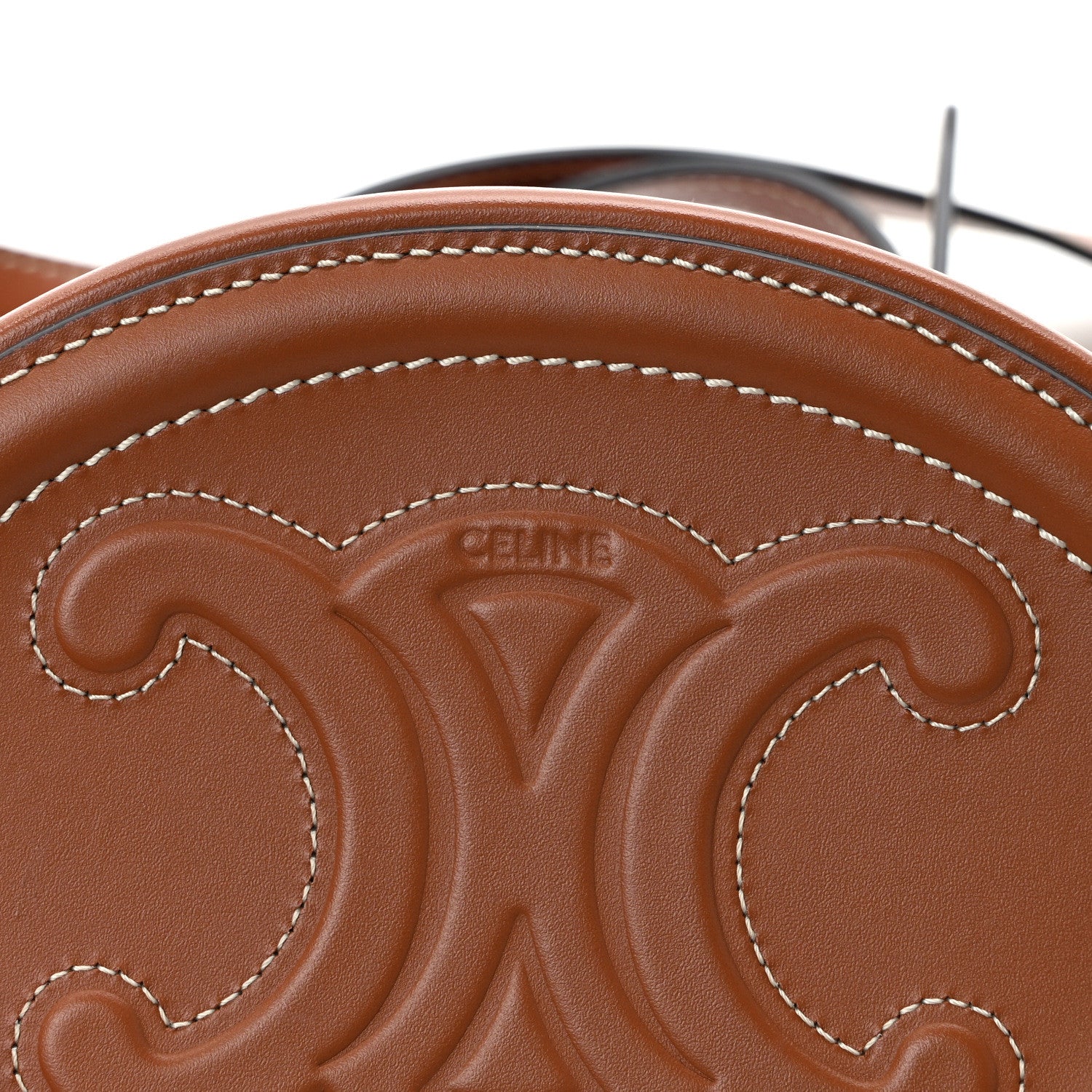 Celine Smooth Calfskin Cuir Small Triomphe Oval Crossbody Purse Tan 6 of 9