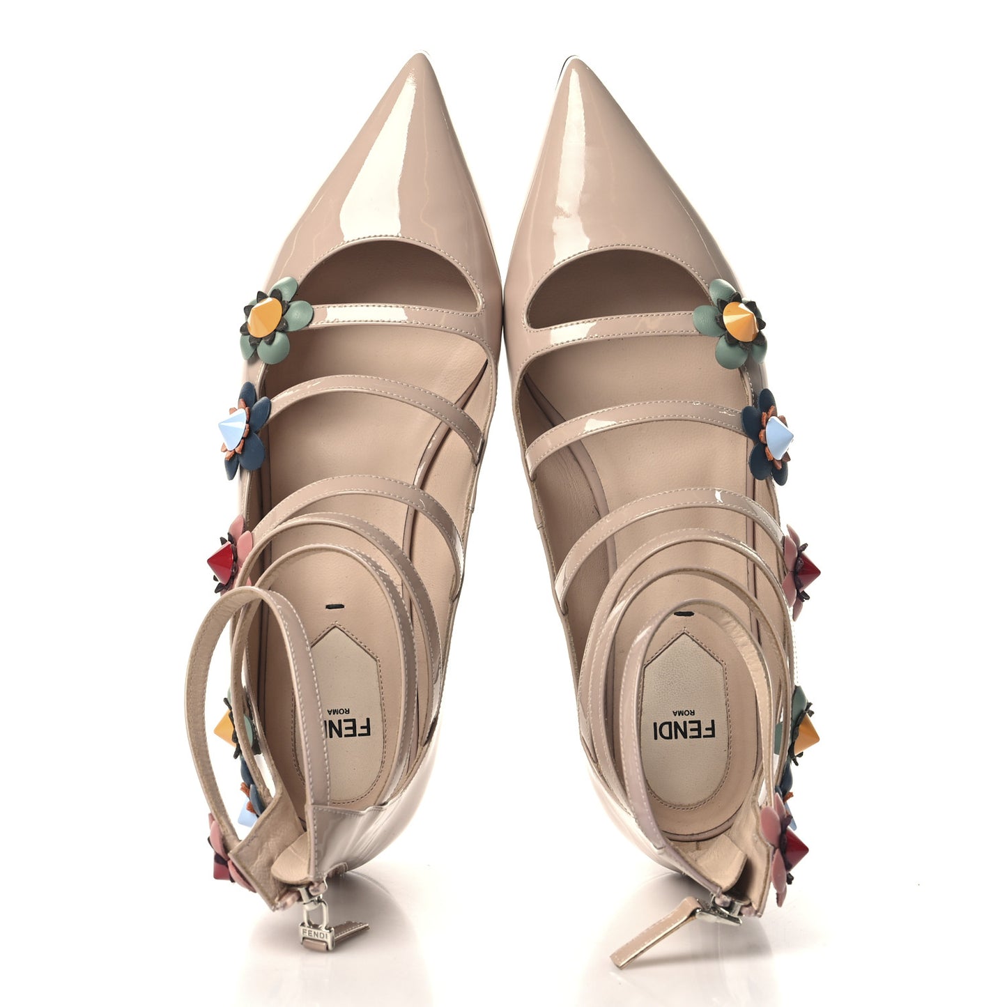Patent Flowerland Strappy Flats 39 Nude
