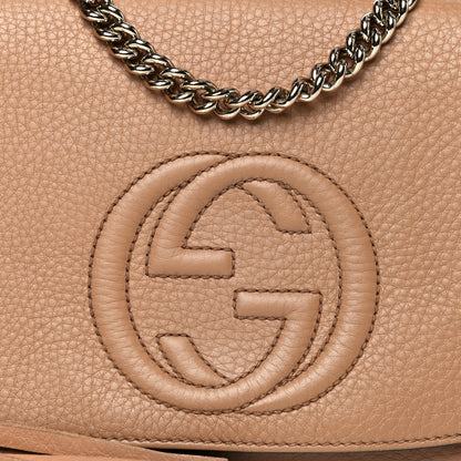 Gucci Pebbled Calfskin Medium Soho Flap Crossbody Camelia 7 of 10