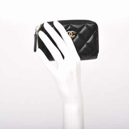 Chanel Caviar Quilted Zip Coin Purse Black 2 of 8