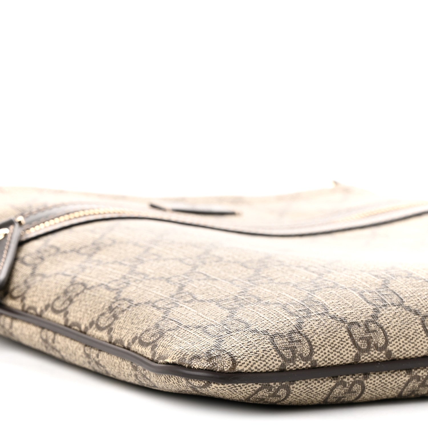 Gucci GG Supreme Monogram Selleria Calfskin Small Flat Side Zip Messenger Bag Beige Ebony Cocoa Dark Chocolate 9 of 10