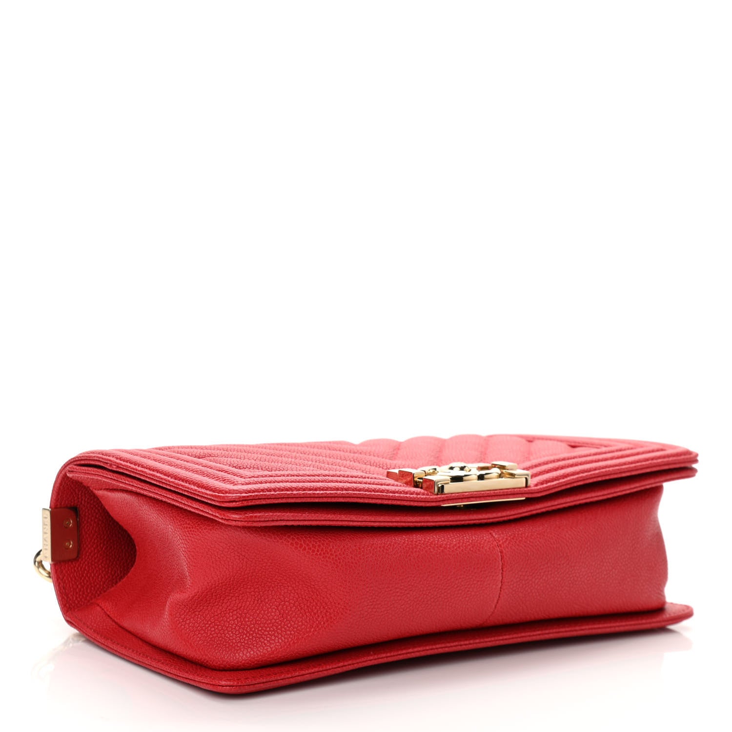 Chanel Caviar Chevron Quilted Medium Boy Flap Red 4 of 11