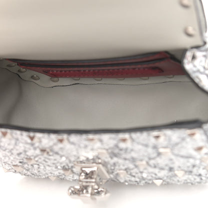 Valentino Garavani Glitter Micro Rockstud Spike Shoulder Bag Antique Silver 7 of 9
