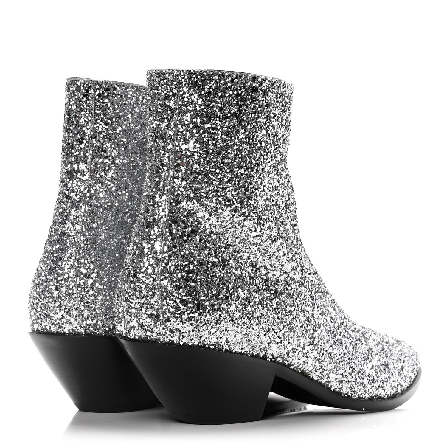 Saint Laurent Glitter Calfskin West 45 Boots 38.5 Silver 4 of 10