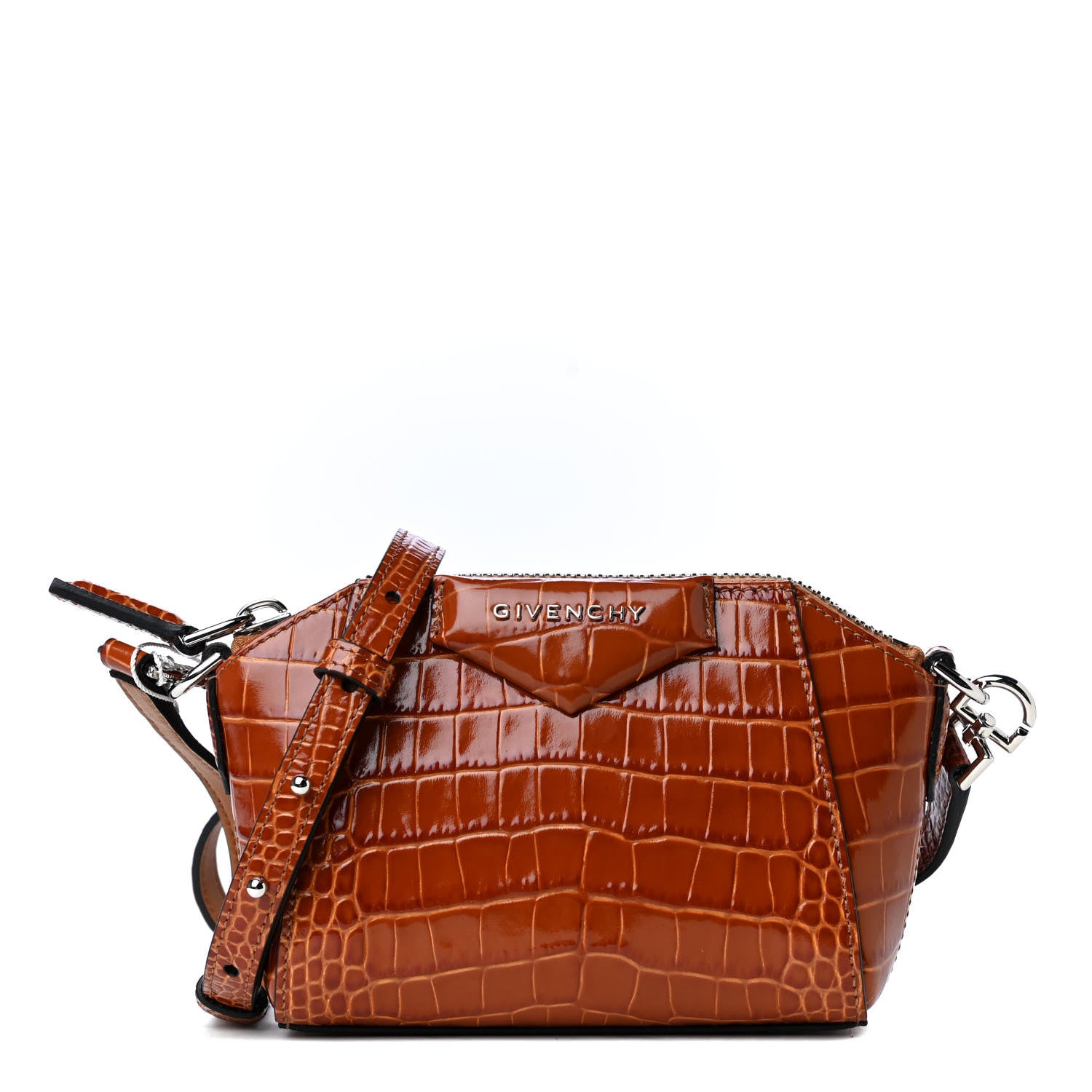 Givenchy Calfskin Crocodile Embossed Nano Antigona Tan 1 of 4