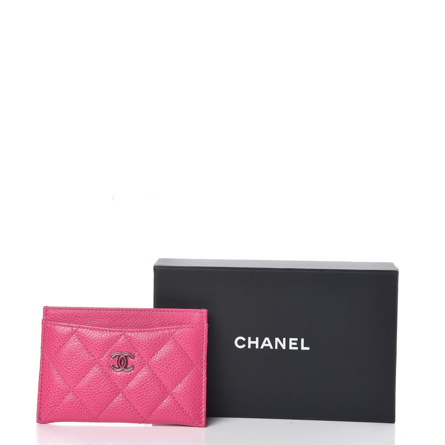 Caviar Quilted Card Holder Pink