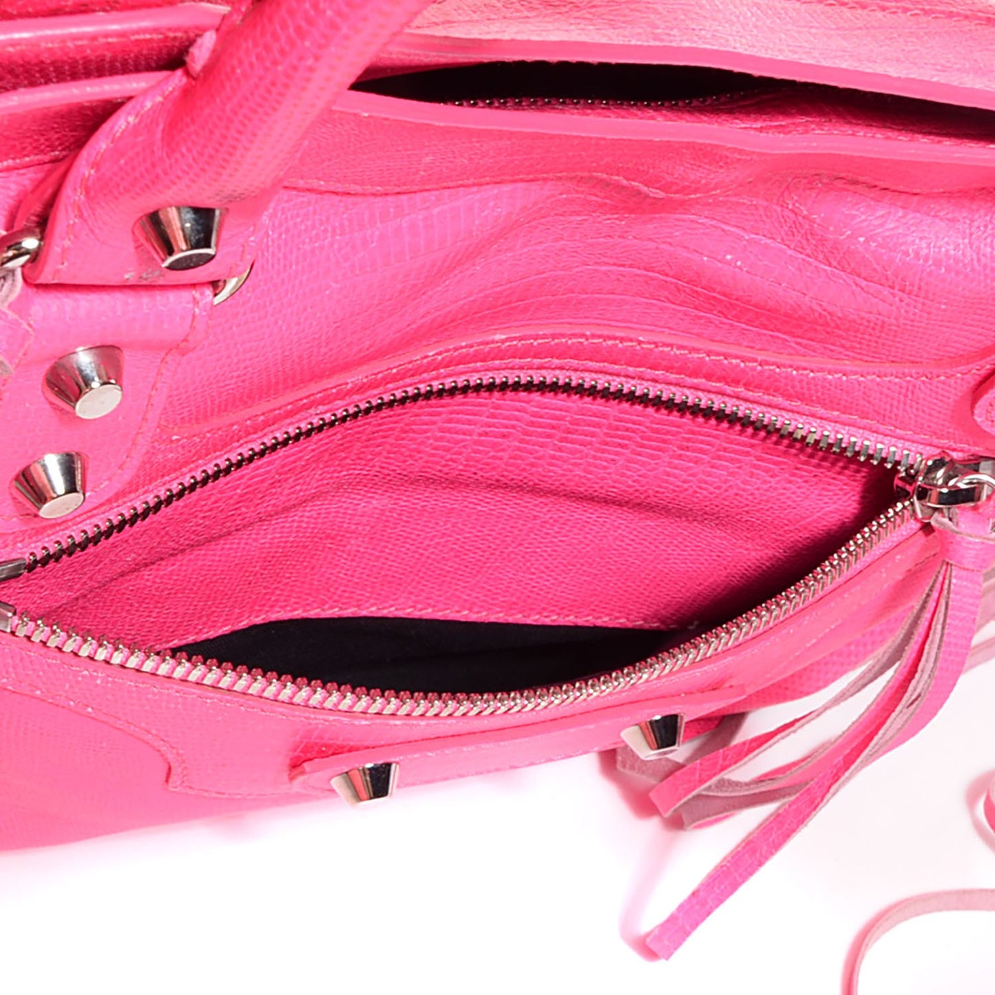 Calfskin Lizard Embossed Classic Silver Hardware City Rose Fluo