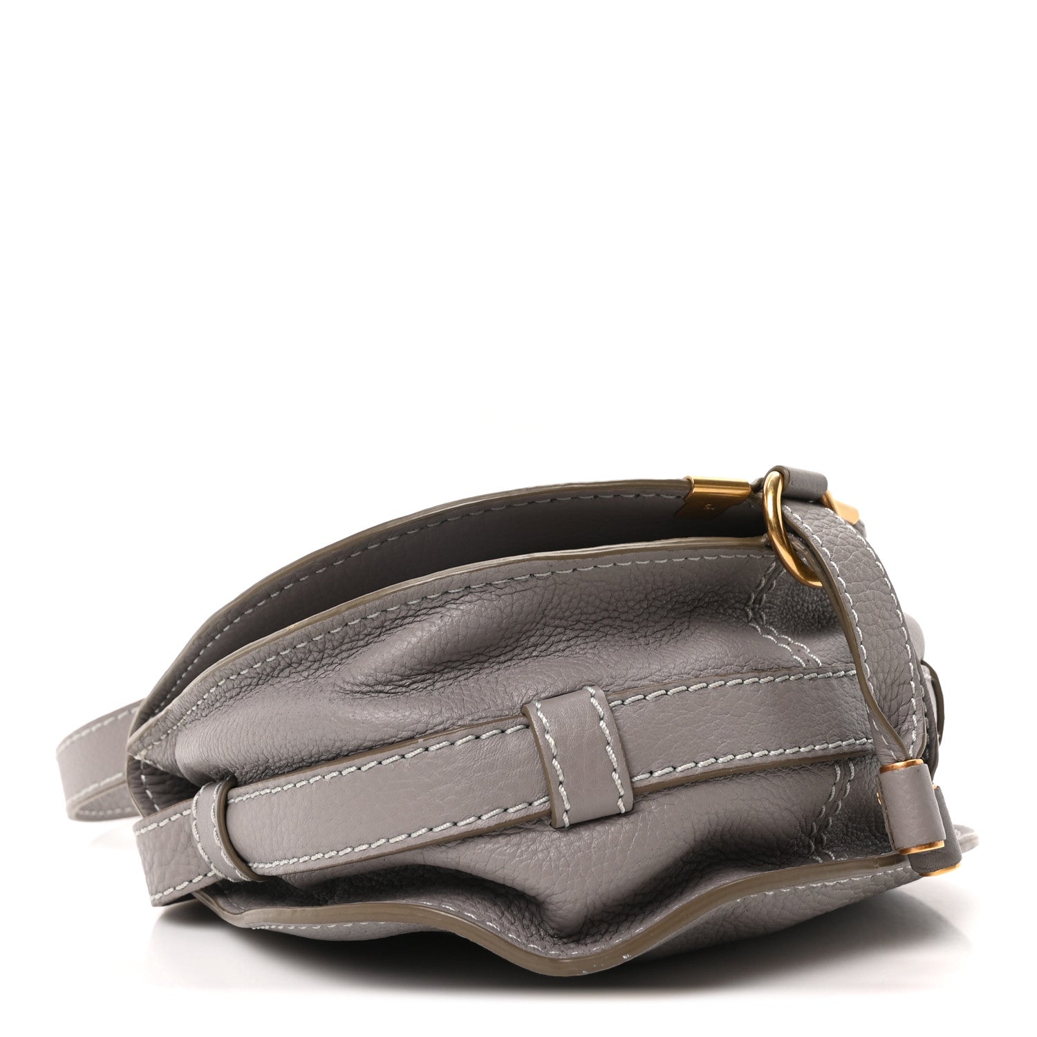 Chloe Grained Calfskin Small Marcie Saddle Bag Cashmere Grey 4 of 9