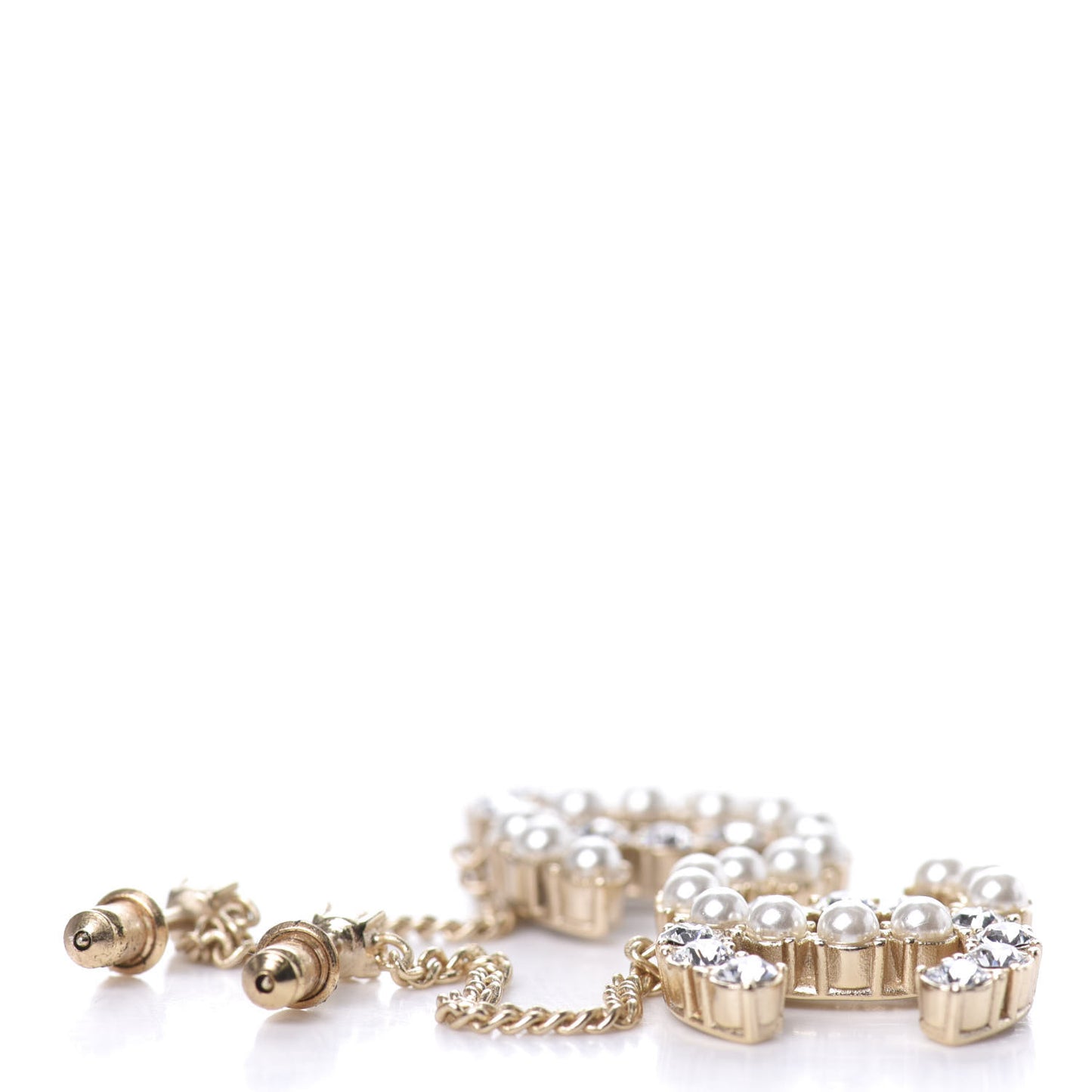 Crystal Pearl Dazzling Domino Drop Earrings Matte Gold