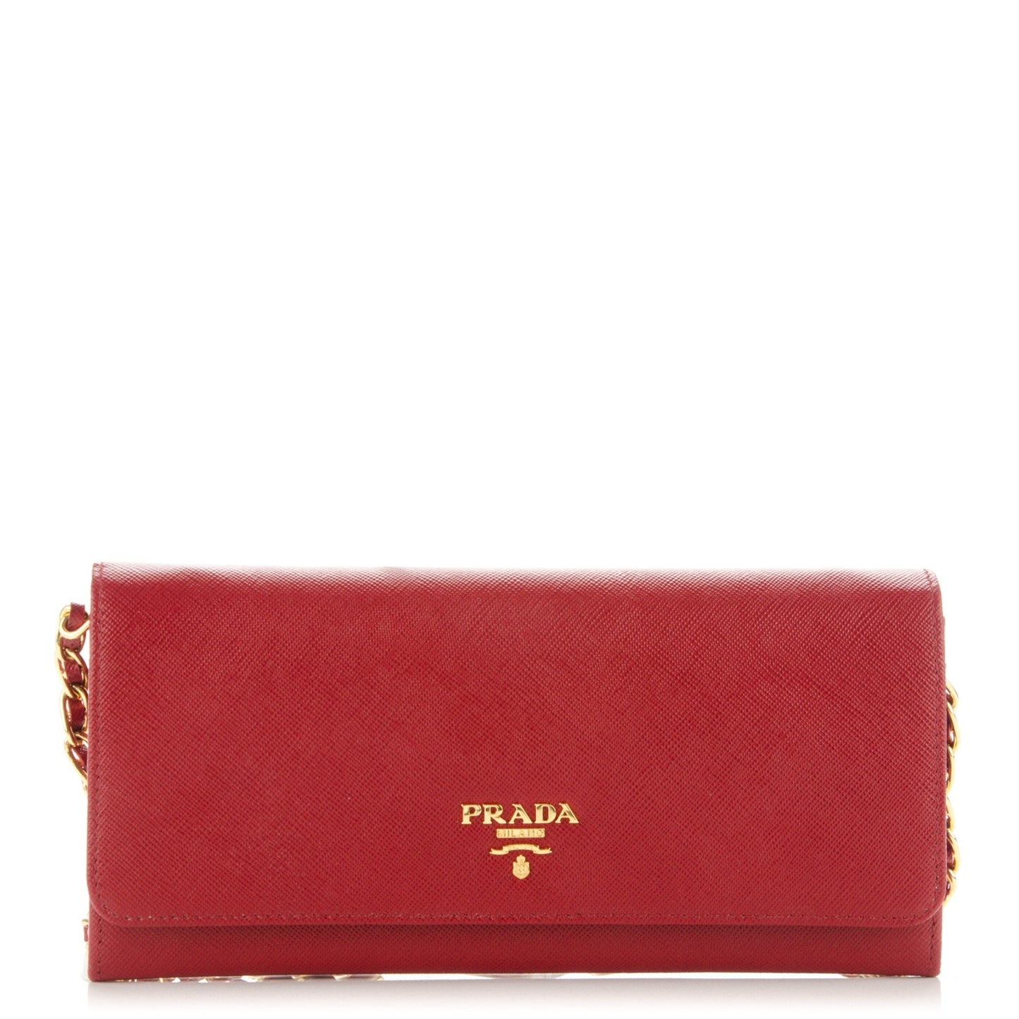 Saffiano Metal Oro Chain Wallet Fuoco