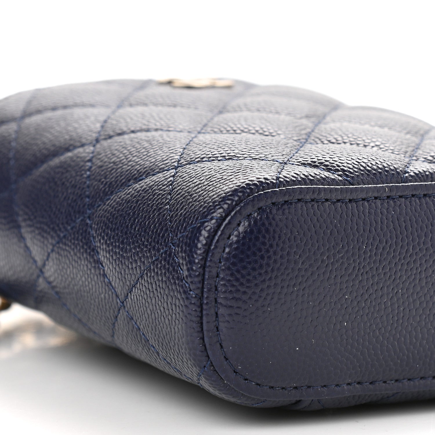 Chanel Caviar Quilted Small Vertical Coco Beauty Vanity Case With Chain Navy 7 of 8