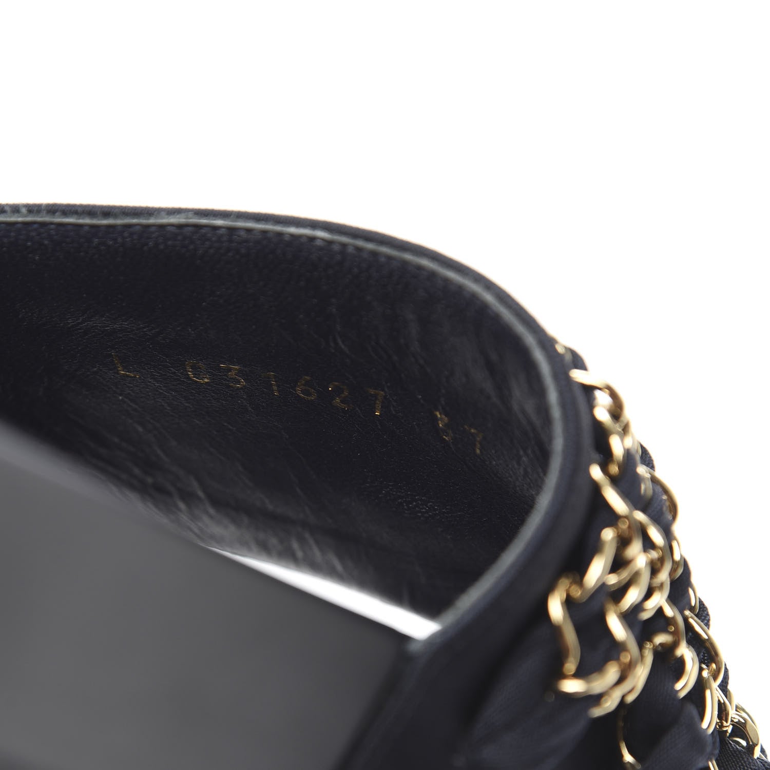 Chanel Lambskin Canvas Chain Flat Sandals 37 Marine 8 of 9