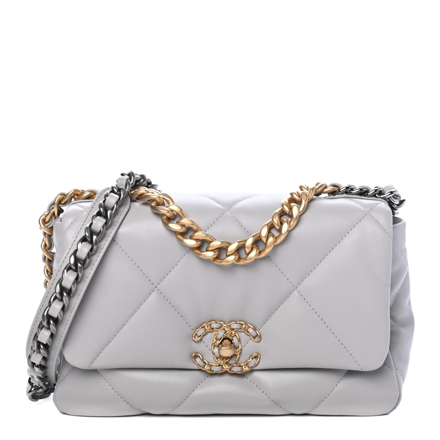 Lambskin Quilted Medium Chanel 19 Flap Grey