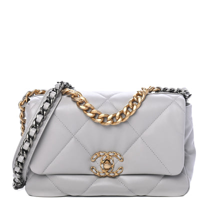 Chanel Lambskin Quilted Medium Chanel 19 Flap Grey 2 of 4