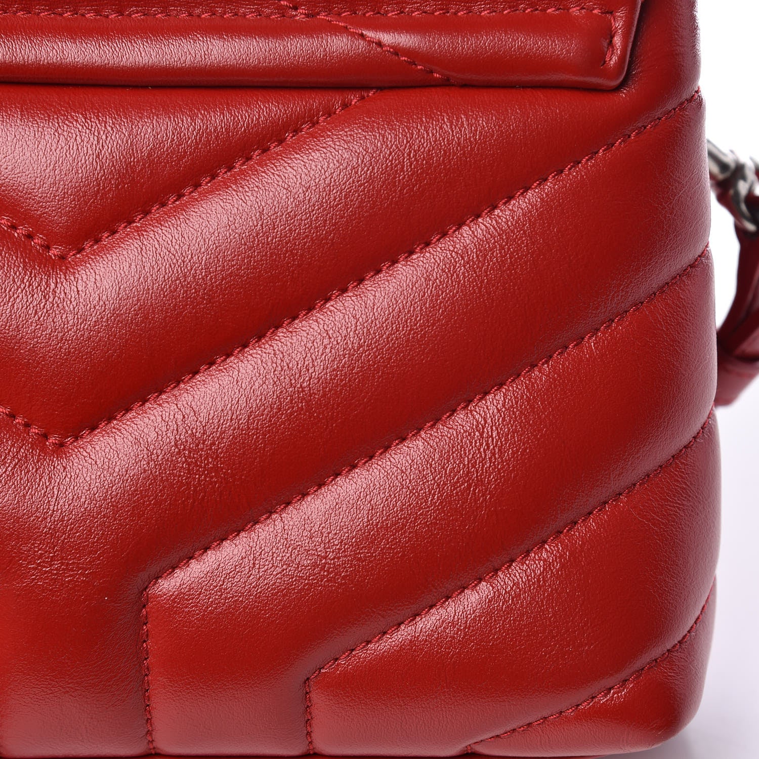 Saint Laurent Calfskin Y Quilted Monogram Toy Loulou Crossbody Bag Red 12 of 14