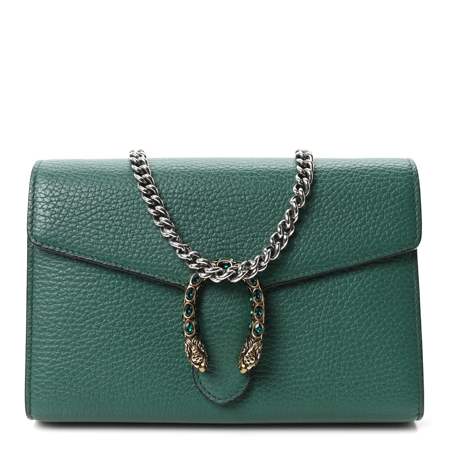Gucci Calfskin Mini Dionysus Chain Wallet Emerald 1 of 9
