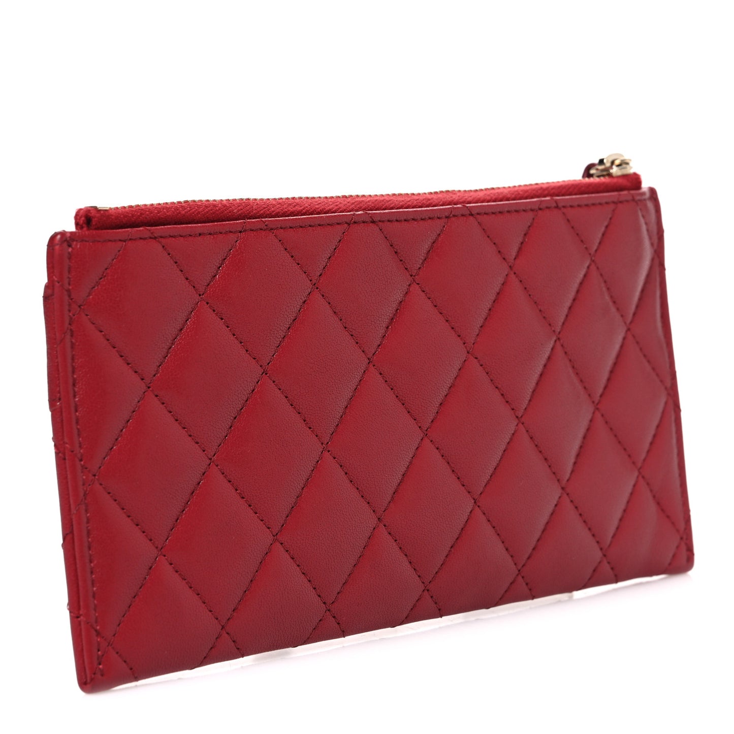 Sheepskin Quilted Mademoiselle Vintage Zip Pouch Red