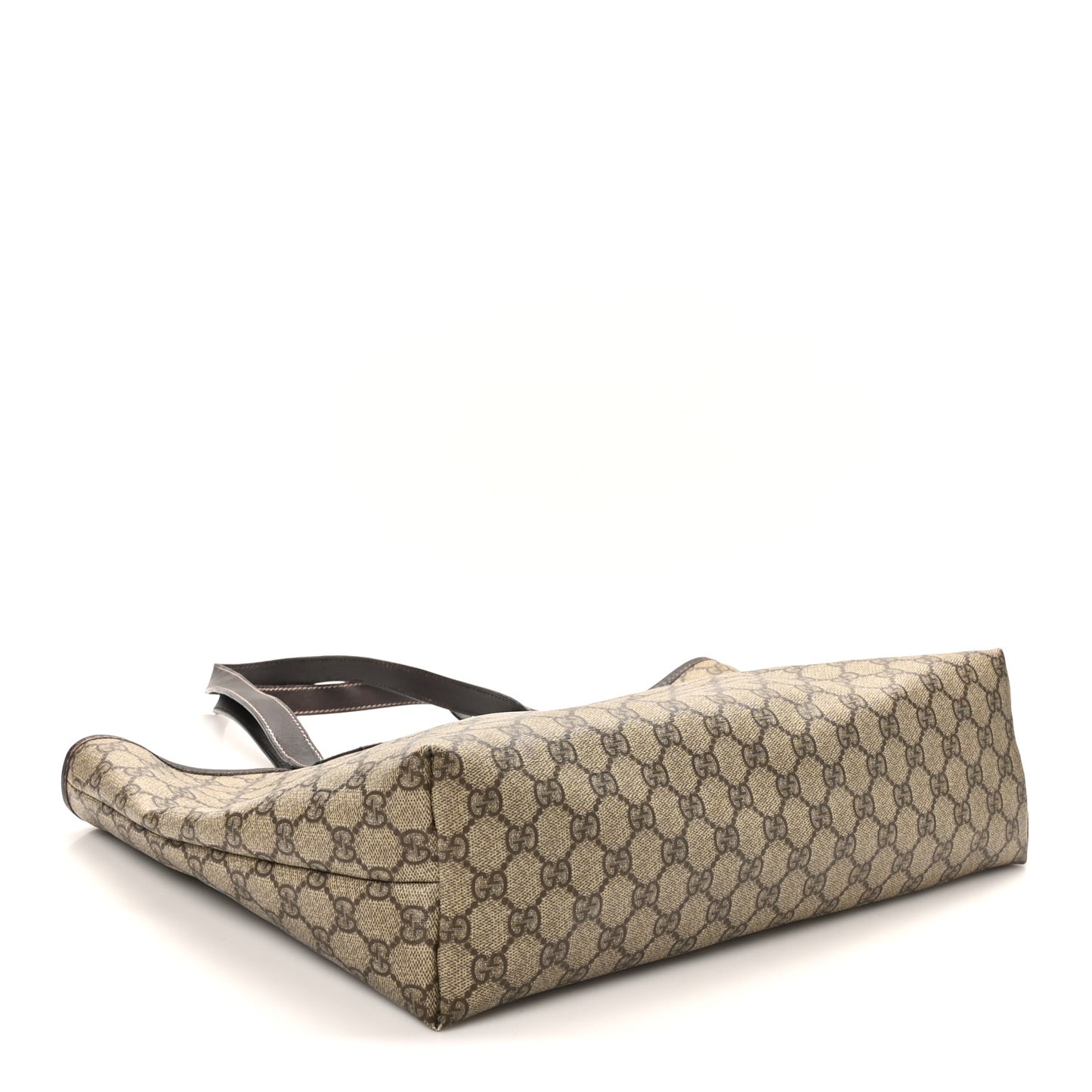 GG Supreme Monogram Medium Zippered Shopping Tote Dark Brown