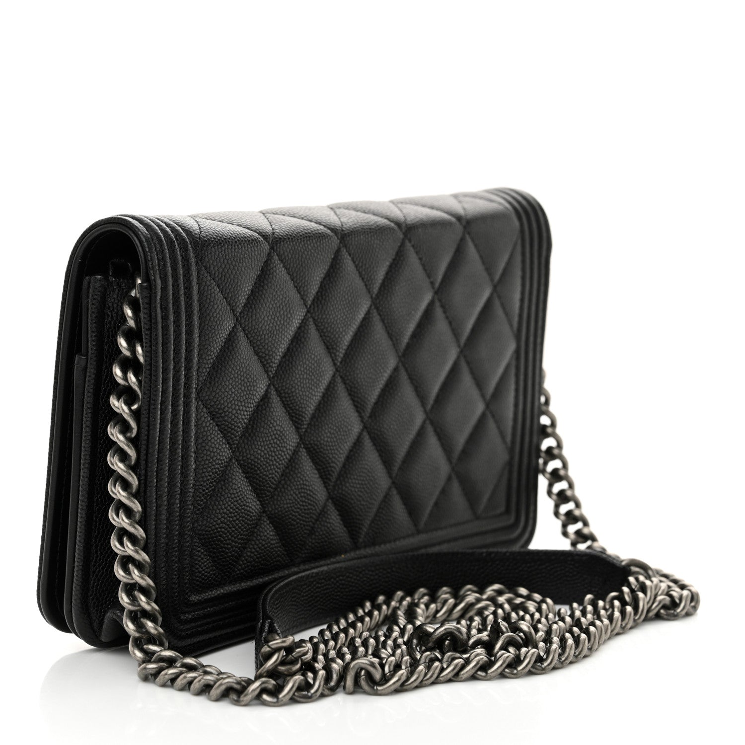 Chanel Caviar Quilted Boy Wallet On Chain WOC Black 3 of 13