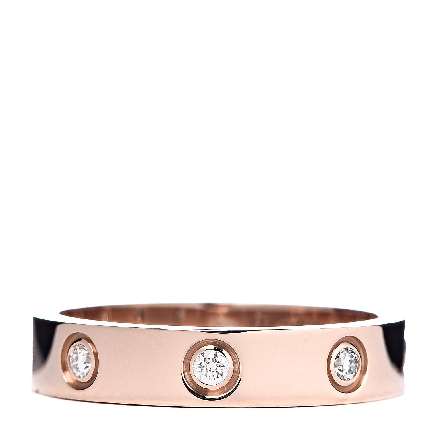Cartier 18K Pink Gold 8 Diamond 4mm LOVE Wedding Band Ring 53 6.25 1 of 6