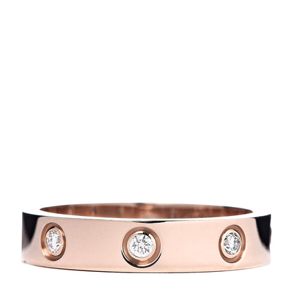 Cartier 18K Pink Gold 8 Diamond 4mm LOVE Wedding Band Ring 53 6.25 1 of 6