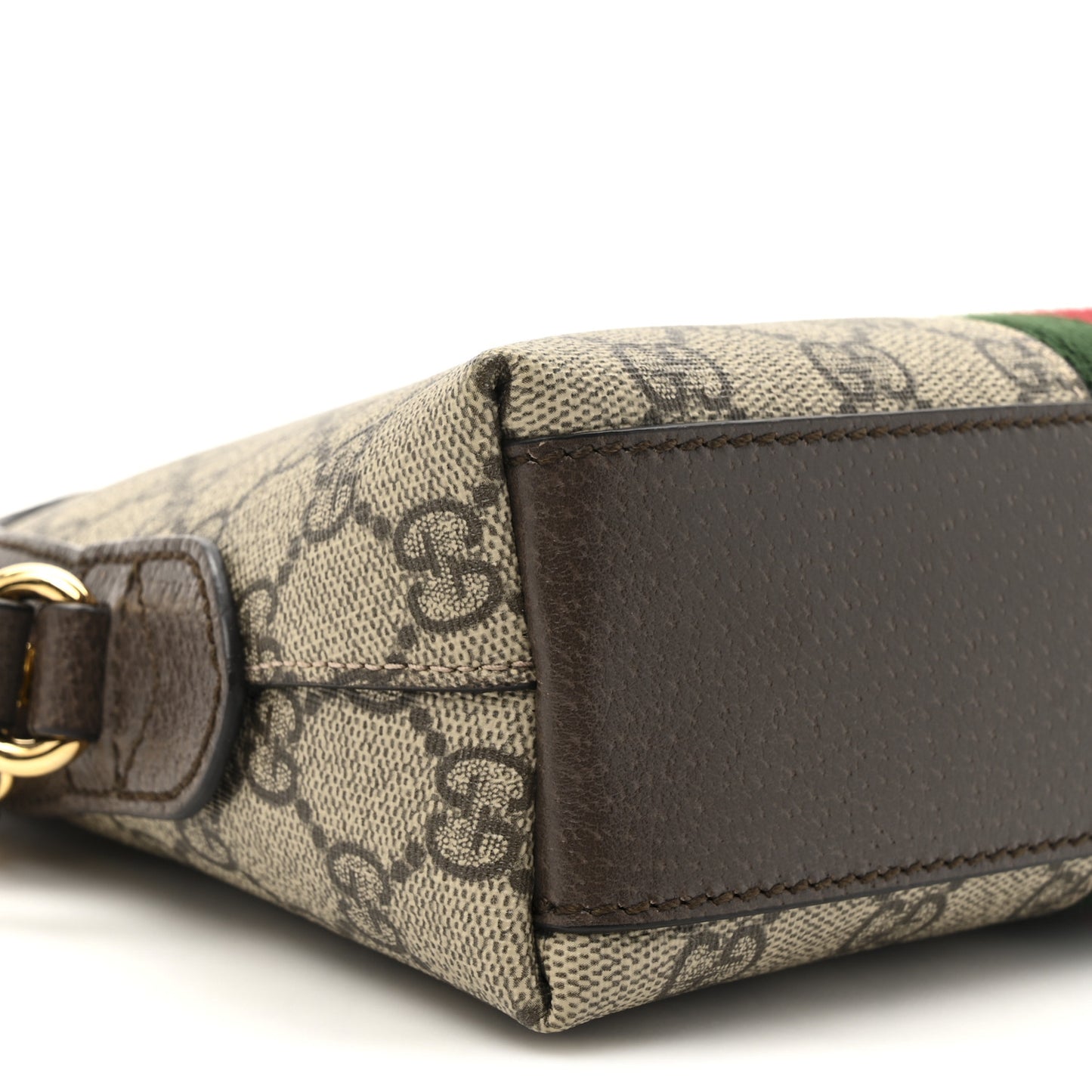 GG Supreme Monogram Textured Dollar Calfskin Web Small Ophidia Dome Shoulder Bag Beige Ebony New Acero