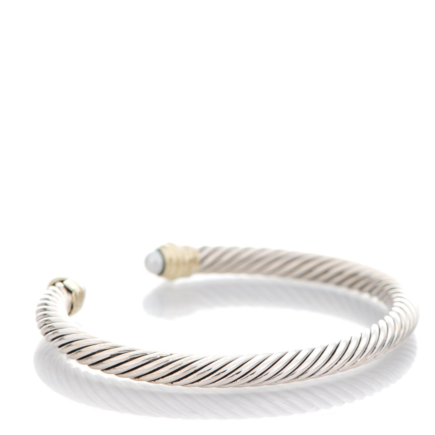 David Yurman Sterling Silver 14K Yellow Gold Pearl 5mm Cable Classics Bracelet 3 of 4