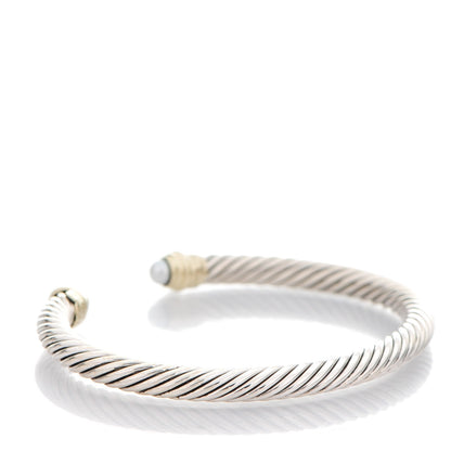 David Yurman Sterling Silver 14K Yellow Gold Pearl 5mm Cable Classics Bracelet 3 of 4