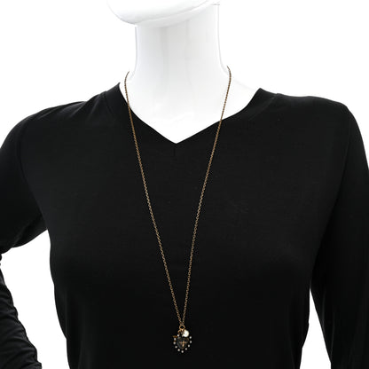 Christian Dior Resin Crystal Pearl Star Bee Necklace Aged Gold Black 2 of 6
