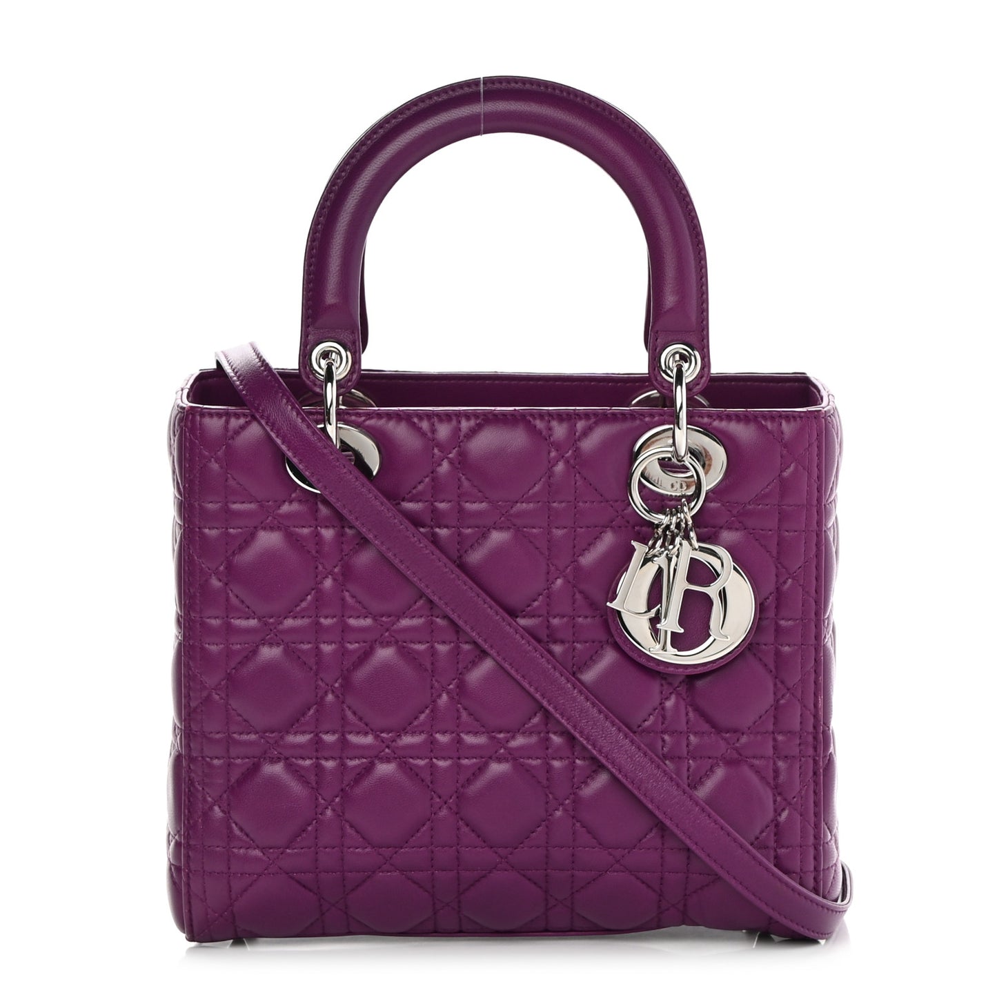 Lambskin Cannage Medium Lady Dior Purple