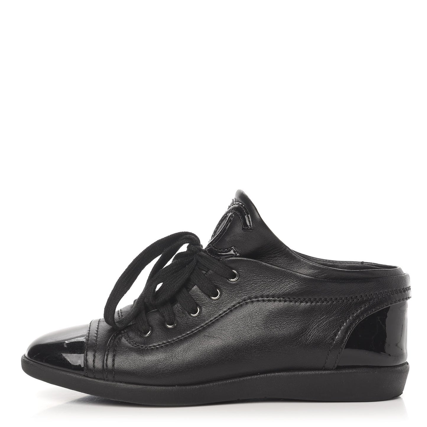Lambskin Patent Cap Toe CC Sneakers 36.5 Black
