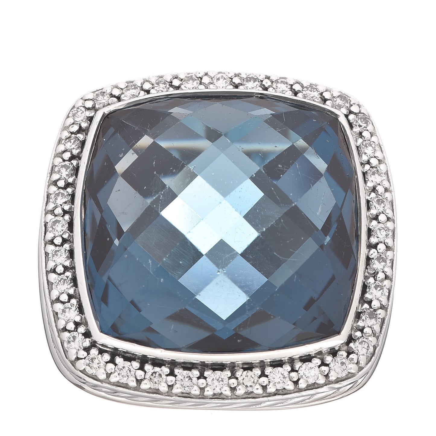 Sterling Silver Diamond Hampton Blue Topaz 20mm Albion Statement Ring 55 7