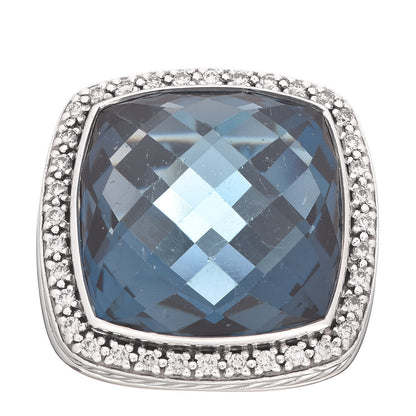 David Yurman Sterling Silver Diamond Hampton Blue Topaz 20mm Albion Statement Ring 55 7 1 of 5