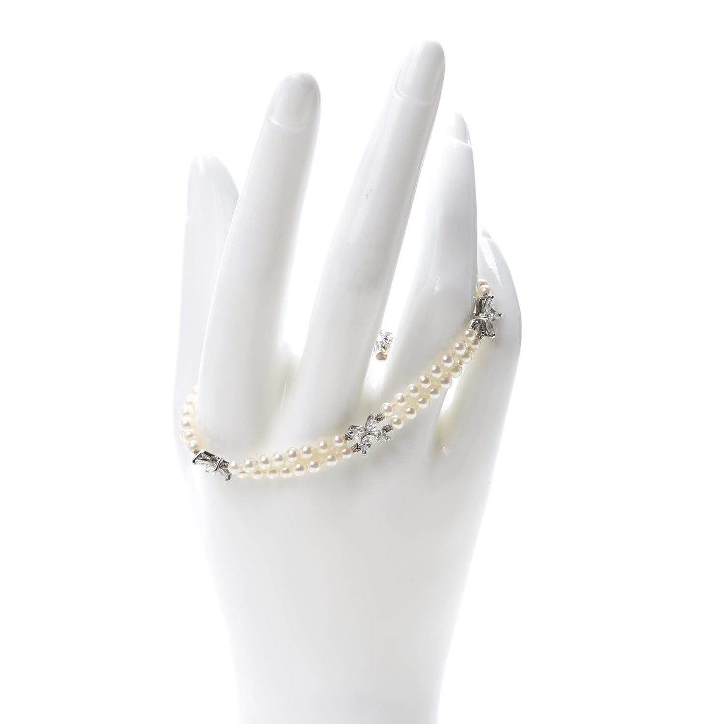 Platinum Diamond Pearl Victoria Two-row Bracelet