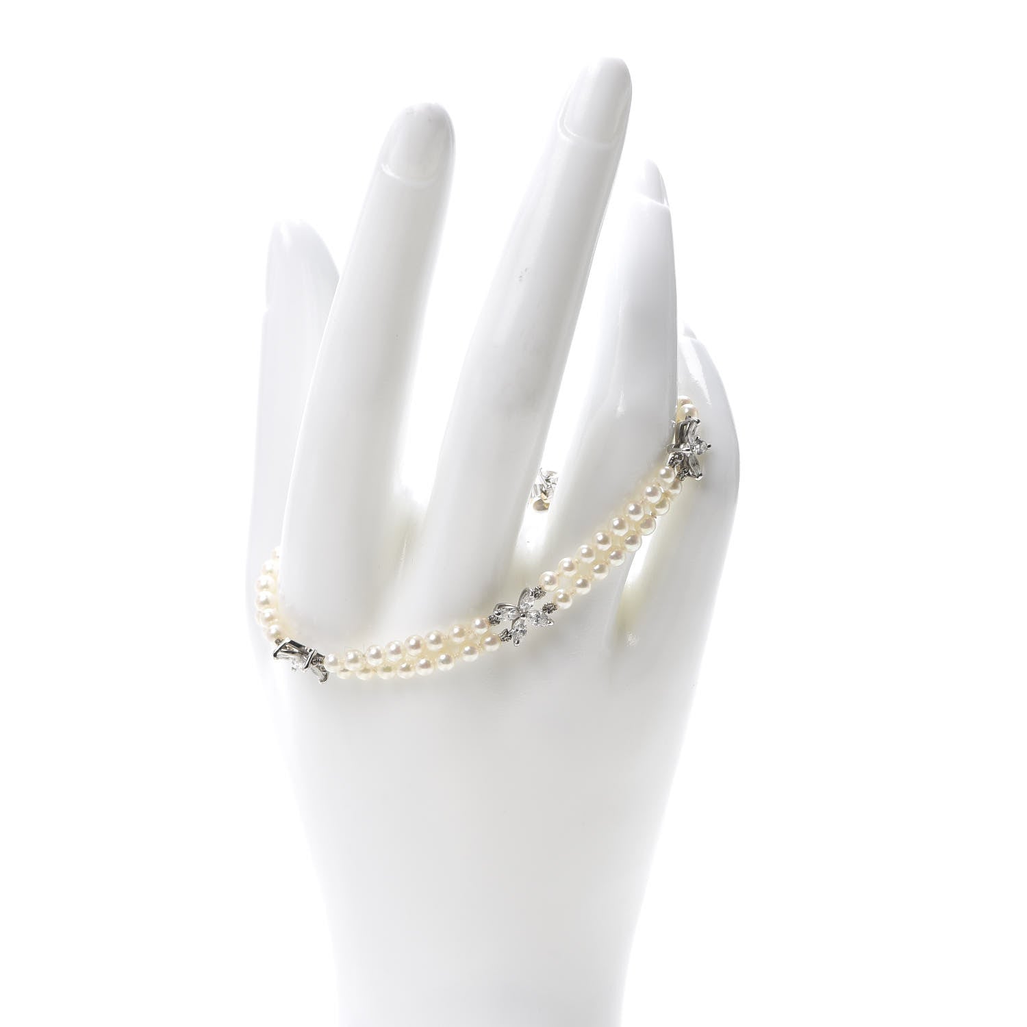 Tiffany Platinum Diamond Pearl Victoria Two-row Bracelet 2 of 7