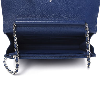 Chanel Caviar Chevron Wallet On Chain WOC Navy 5 of 12
