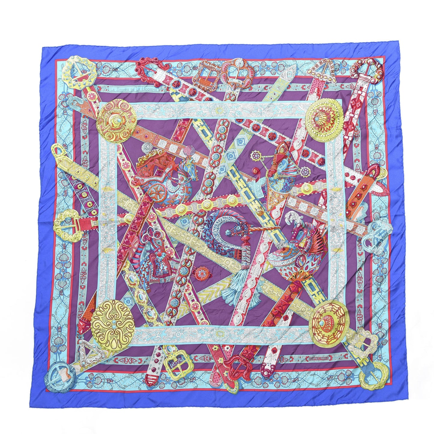 Silk Le Songe De La Licorne Scarf 90 Bleu Klein Parme Turquoise