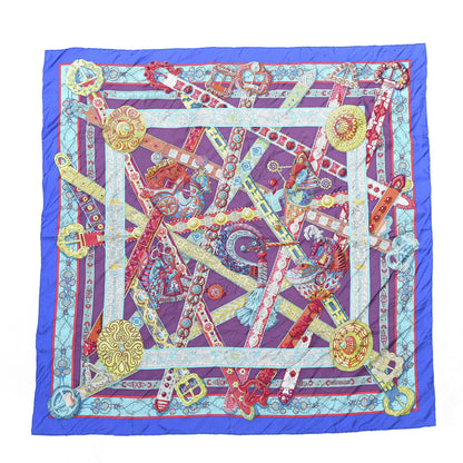 Hermes Silk Le Songe De La Licorne Scarf 90 Bleu Klein Parme Turquoise 1 of 4
