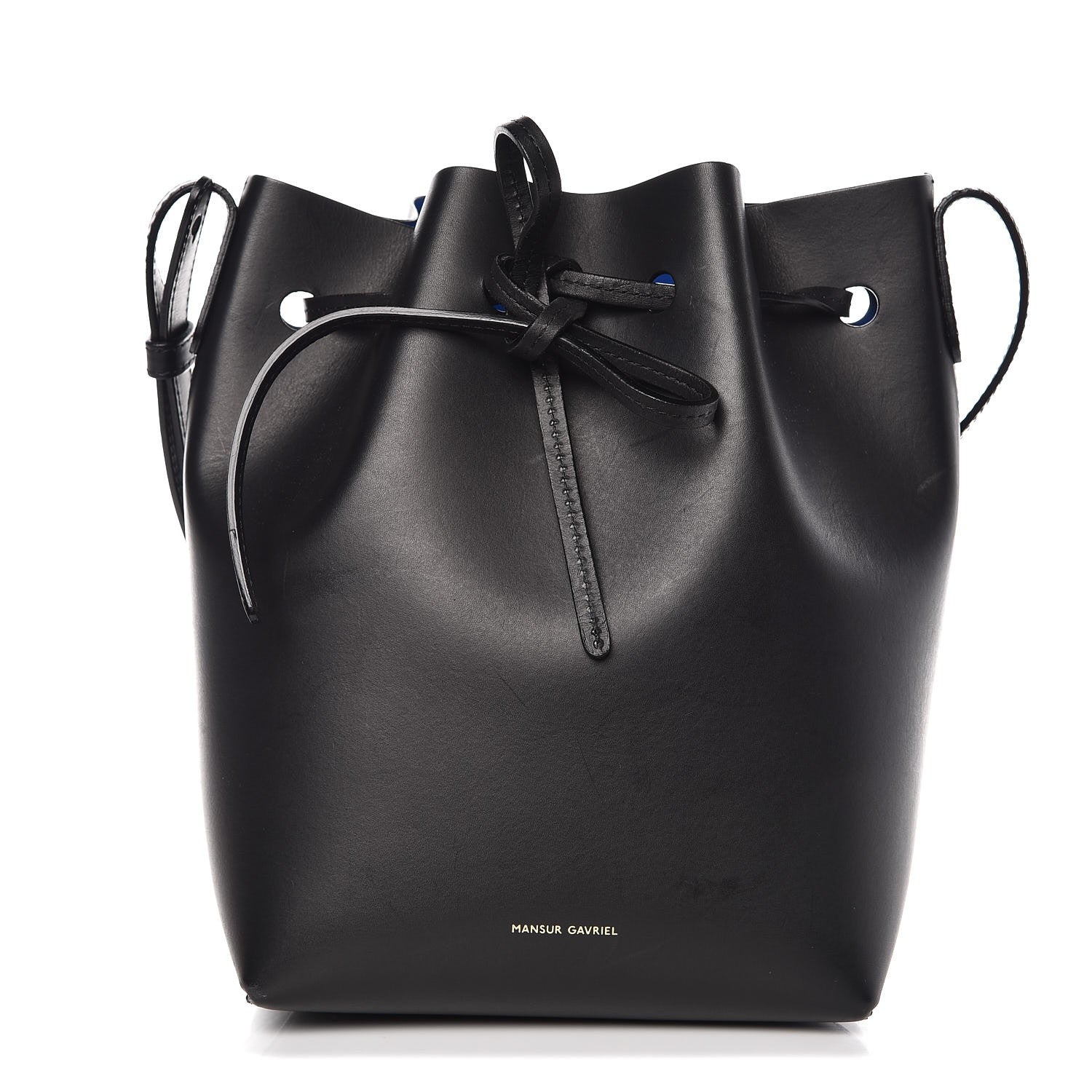 Mansur Gavriel Calfskin Mini Bucket Bag Black Royal 1 of 9