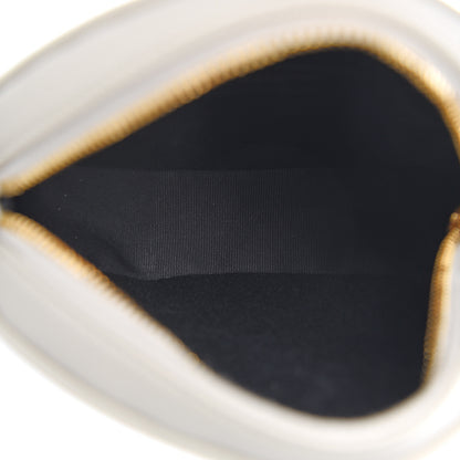 Saint Laurent Grain De Poudre Matelasse Chevron Quilted Round Vinyle Camera Bag White 4 of 8